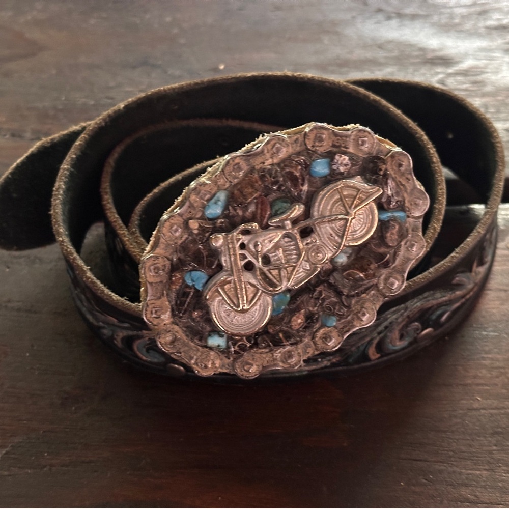 Vintage Custom Motorcycle Buckle Belt